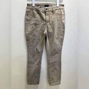 Not Your Daughters Jeans Samantha Slim Straight Leg Jeans Khaki Stretch Womens 6